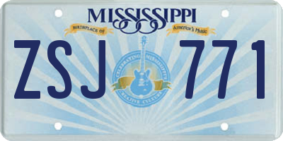 MS license plate ZSJ771