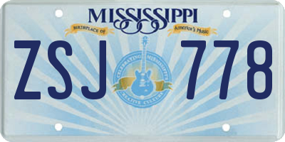 MS license plate ZSJ778
