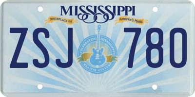 MS license plate ZSJ780