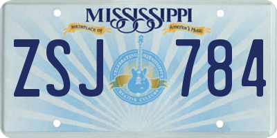 MS license plate ZSJ784