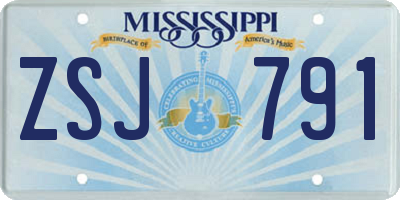 MS license plate ZSJ791