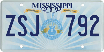 MS license plate ZSJ792
