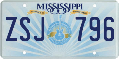 MS license plate ZSJ796