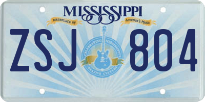 MS license plate ZSJ804