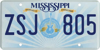 MS license plate ZSJ805