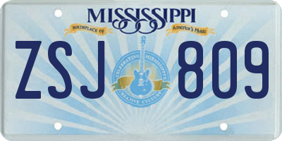 MS license plate ZSJ809