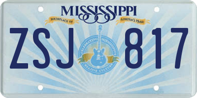 MS license plate ZSJ817