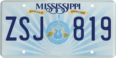 MS license plate ZSJ819