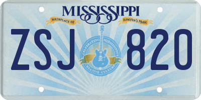 MS license plate ZSJ820