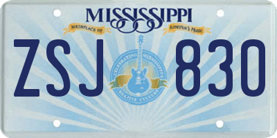 MS license plate ZSJ830