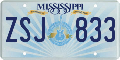 MS license plate ZSJ833