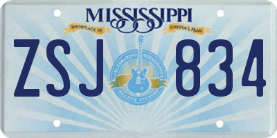 MS license plate ZSJ834