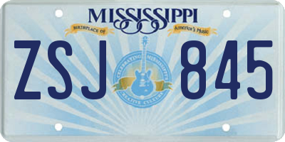 MS license plate ZSJ845