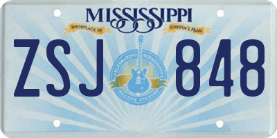 MS license plate ZSJ848