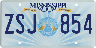 MS license plate ZSJ854