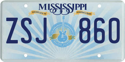 MS license plate ZSJ860