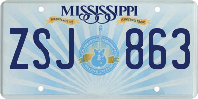 MS license plate ZSJ863