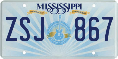 MS license plate ZSJ867