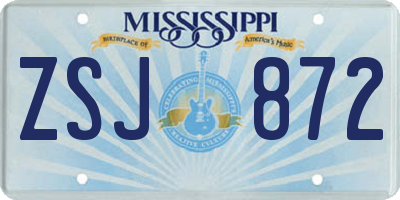 MS license plate ZSJ872