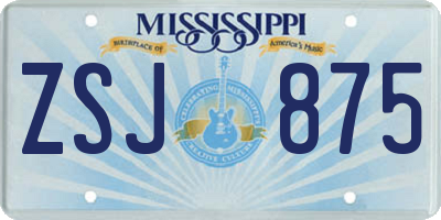 MS license plate ZSJ875