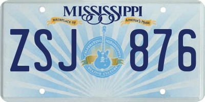 MS license plate ZSJ876