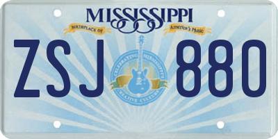 MS license plate ZSJ880