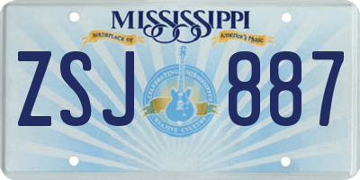 MS license plate ZSJ887