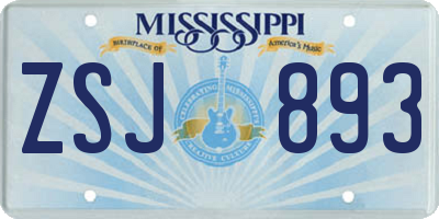 MS license plate ZSJ893