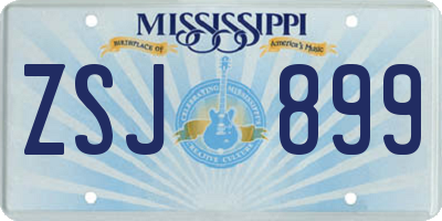 MS license plate ZSJ899