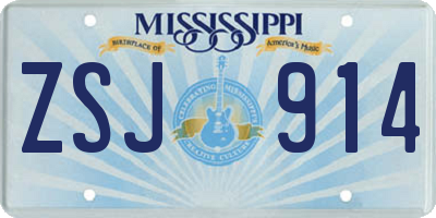MS license plate ZSJ914