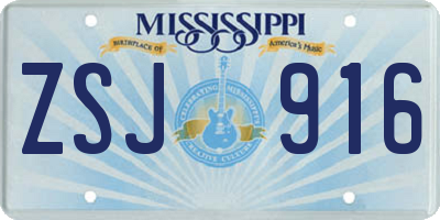 MS license plate ZSJ916