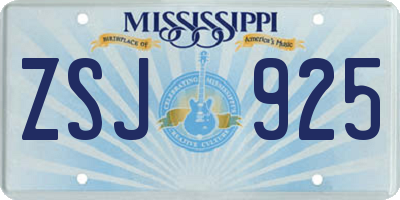 MS license plate ZSJ925