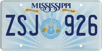 MS license plate ZSJ926