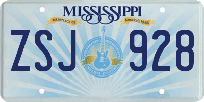 MS license plate ZSJ928