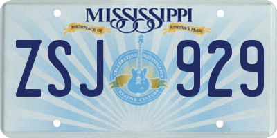 MS license plate ZSJ929