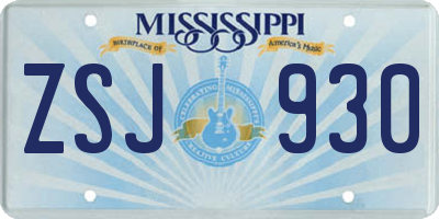 MS license plate ZSJ930