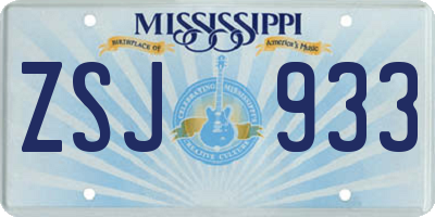 MS license plate ZSJ933