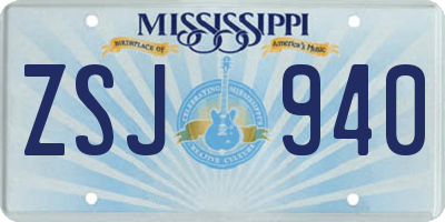 MS license plate ZSJ940