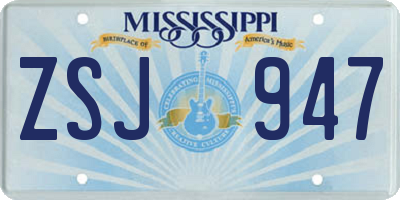 MS license plate ZSJ947