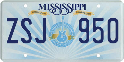 MS license plate ZSJ950