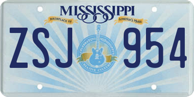 MS license plate ZSJ954