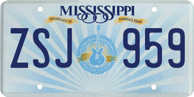 MS license plate ZSJ959