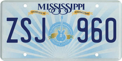 MS license plate ZSJ960