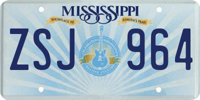 MS license plate ZSJ964