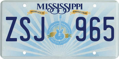 MS license plate ZSJ965