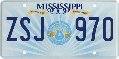 MS license plate ZSJ970