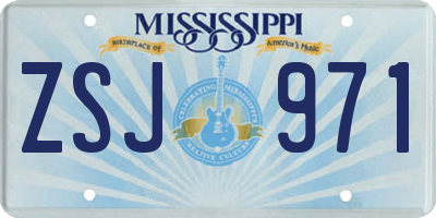 MS license plate ZSJ971