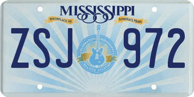 MS license plate ZSJ972