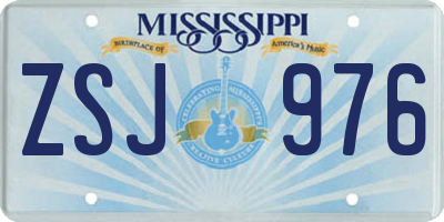 MS license plate ZSJ976