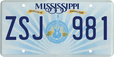 MS license plate ZSJ981